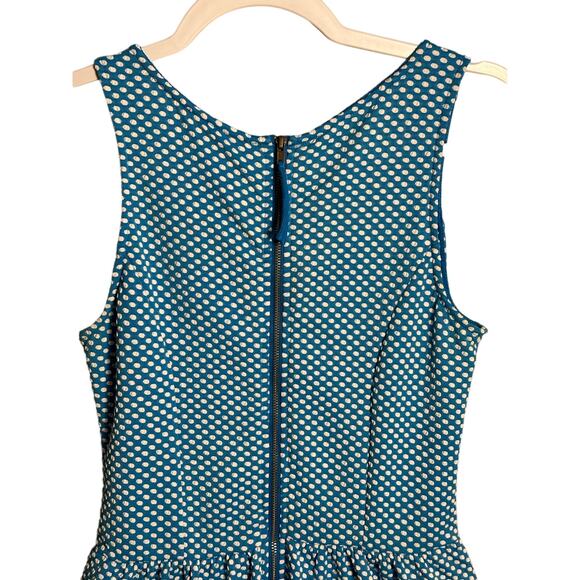 Maeve Sz S Blue and White Polka Dot Fit & Flare Dress Sleeveless Anthro Tradwife - Picture 4 of 9